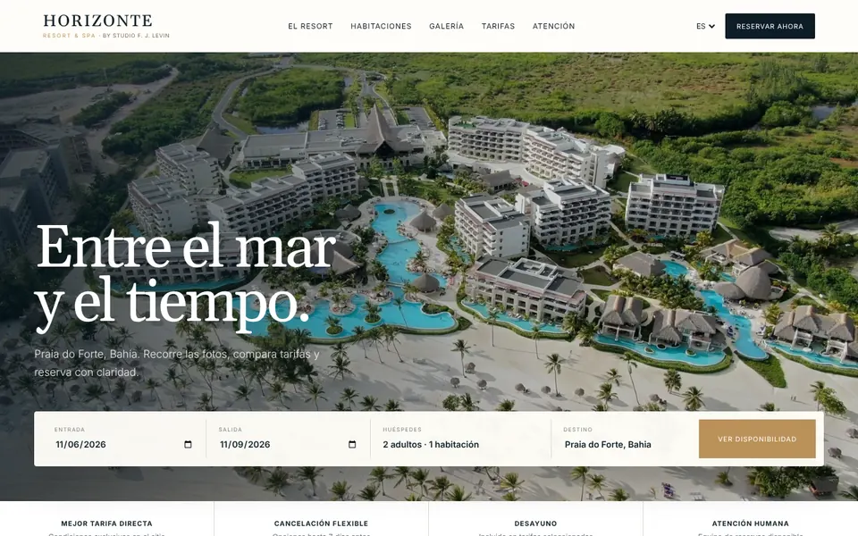 Demo do Horizonte, um resort com reservas diretas